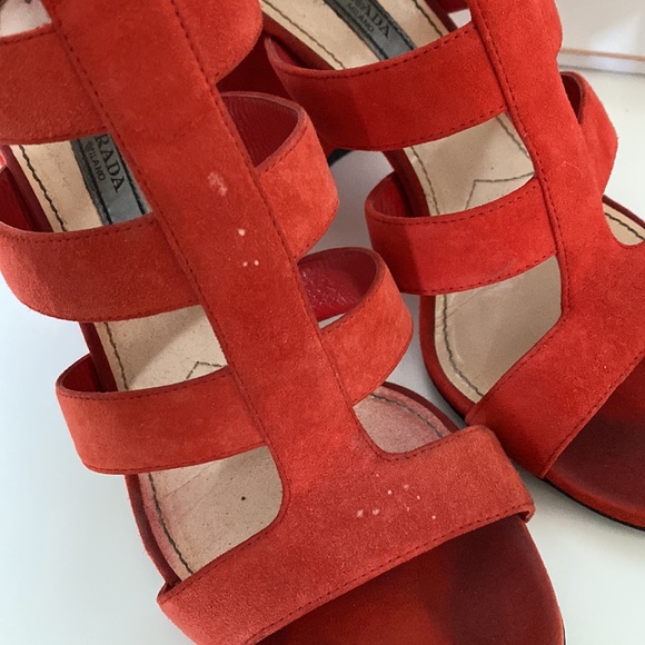 Prada Red Caged Block Heel - Picture 5 of 10